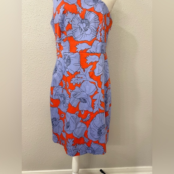 J Crew one shoulder orange & lilac dress Size 10 - Picture 4 of 11